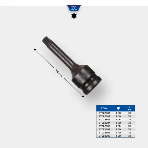 Brilliant Tools 1/2" silový nástrčný bit TX T30 BT022601