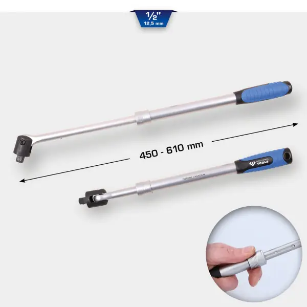 Brilliant Tools 1/2" teleskopická kĺbová rukoväť (450 - 610 mm) BT022401