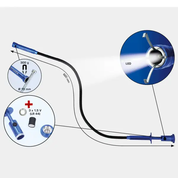 Brilliant Tools Chápadlo s pazúrmi s magnetom a LED, tvárne BT115908