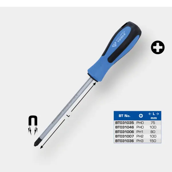 Brilliant Tools Skrutkovač krížový koniec, PH0 x 75 mm BT031035