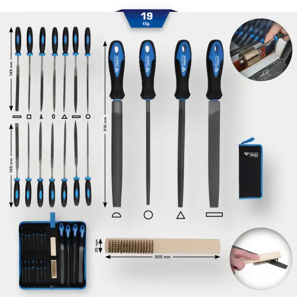 Brilliant Tools Súprava pilníkov s kefou na pilníky, 19-dielna BT103030