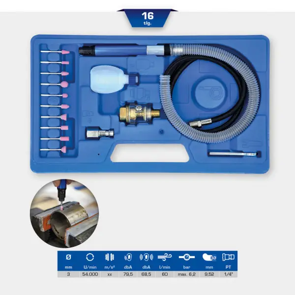Brilliant Tools Súprava pneumatických kolíkových brúsok, 16-dielna BT160710