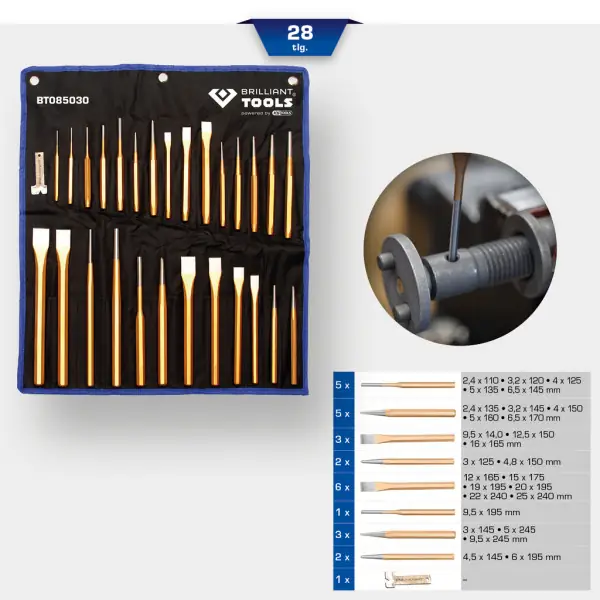 Brilliant Tools Súprava sekáčov a priebojníkov, 28-dielna BT085030