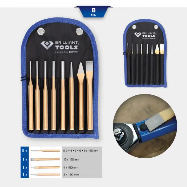 Brilliant Tools Súprava sekáčov a priebojníkov, 8-dielna BT085060
