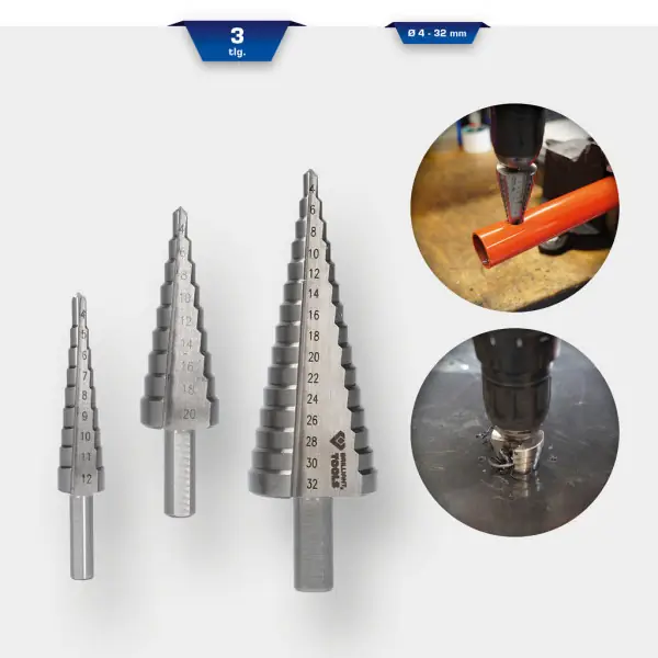 Brilliant Tools Súprava stupňových vrtákov, 3-dielna, ? 4 - 32 mm BT101925