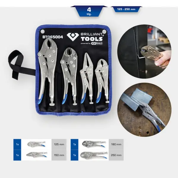 Brilliant Tools Súprava zaisťovacích/škripcových klieští, 4-dielna BT065004