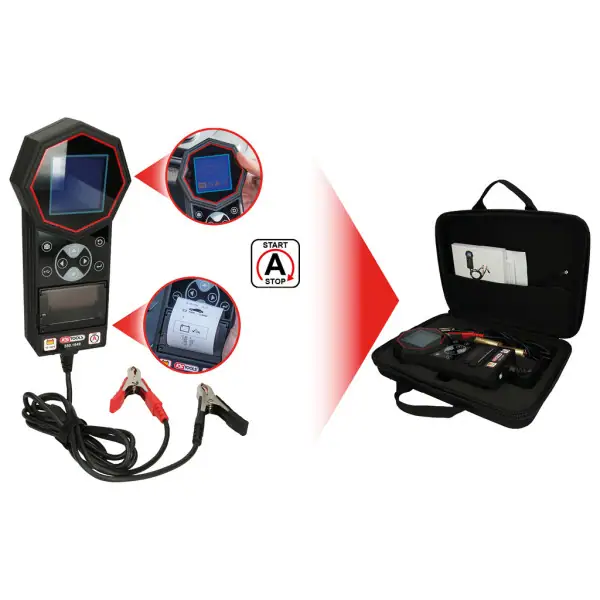 KS Tools 12 V / 24 V Digitálny prístroj na testovanie batérií a systému nabíjania s integrovanou tlačiarňou 550.1649