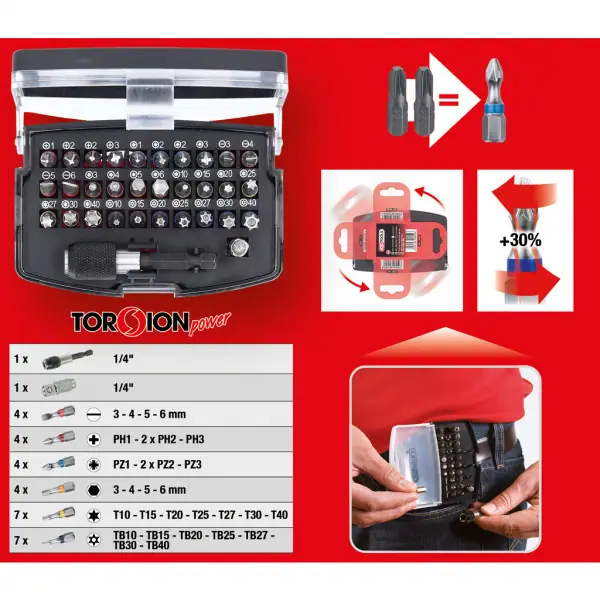 KS Tools 1/4" TORSIONpower box na bity, 32-dielny 911.3030