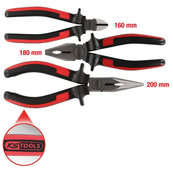 KS Tools ERGOTORQUE súprava klieští, 3-dielna 115.1010