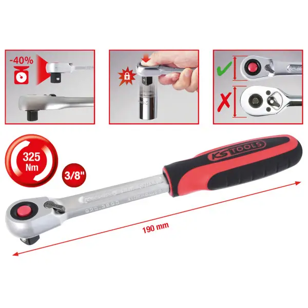 KS Tools Račňa 3/8" SlimPOWER, 72 zubov 920.3890