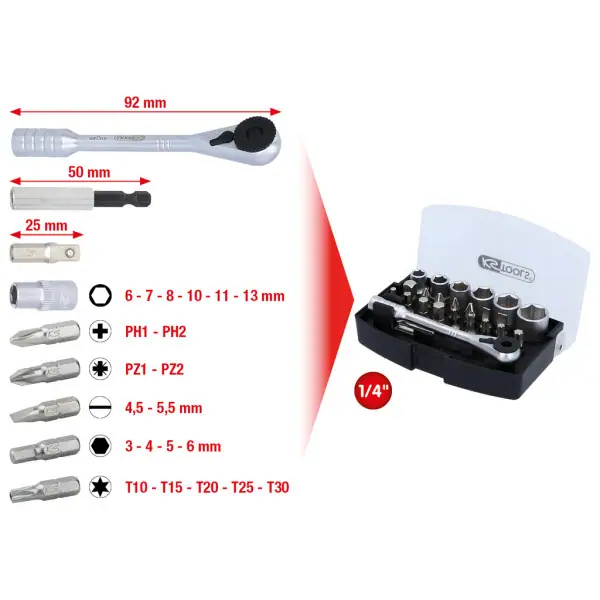 KS Tools Sada bitov 1/4", 24-dielna 911.2010