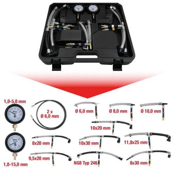 KS Tools Súprava na diagnostiku nízkeho tlaku paliva 14-dielna 150.1845