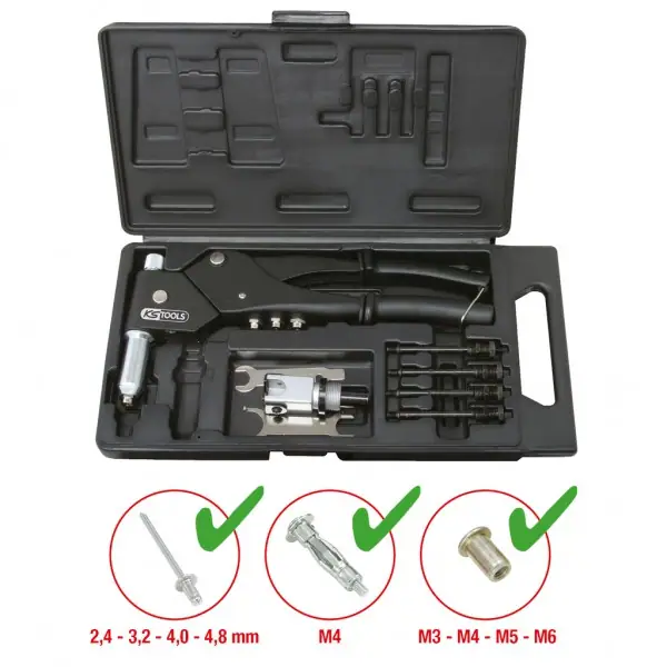 KS Tools Súprava univerzálnych ručných nitovacích klieští, 10-dielna 150.9610