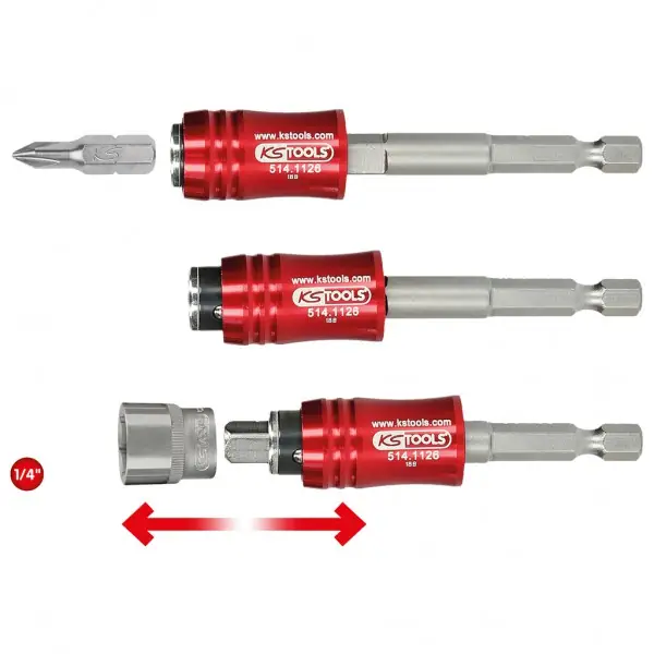 KS Tools 1/4" rýchlovýmenný držiak na bity 2v1 514.1126