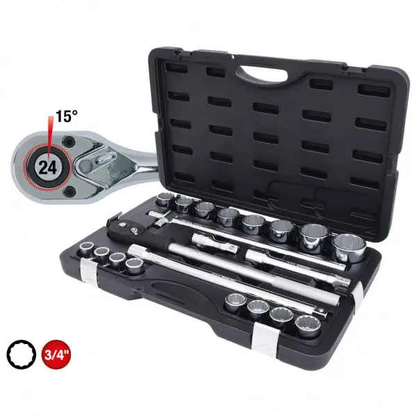 KS Tools 3/4" súprava nástrčkových kľúčov, 21 ks 911.0722