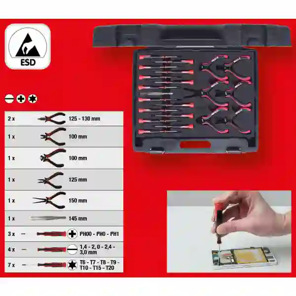 KS Tools Súprava náradia na jemnú mechaniku, 21-dielna 500.7190