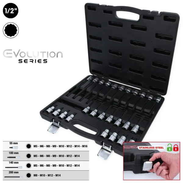 KS Tools 1/2" súprava nástrčných bitov pre tisíchranové skrutky (XZN), 26-dielna 911.4540