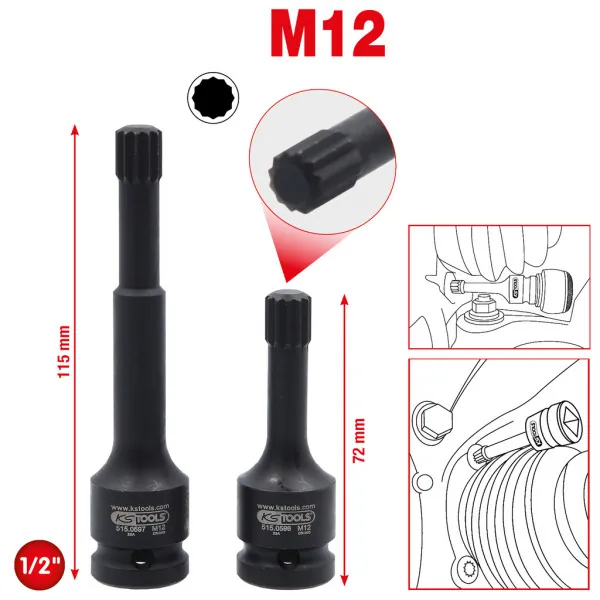 KS Tools 1/2" súprava špeciálnych silových nástrčných bitov tisíchran, 2-dielna 515.0595