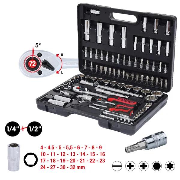 KS Tools 1/4"+1/2" CHROMEplus súprava nástrčkových kľúčov, 94-dielna 918.0694