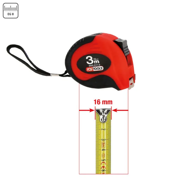 KS Tools Meracie pásmo so zaisťovačom, čierno-červené, 3m 300.0113