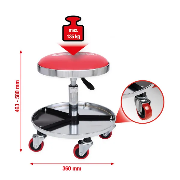 KS Tools Pojazdný a výškovo nastaviteľný stolček, nosnosť až 135 kg 500.8004