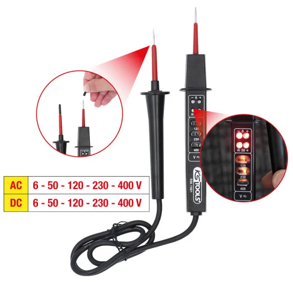 KS Tools Skúšačka polarity a napätia s ochrannou izoláciou 6-400 V 550.1501