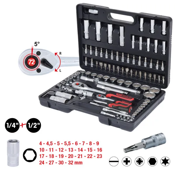 KS Tools Súprava 1/4"+1/2" nástrčkových kľúčov, 94 ks 911.0694