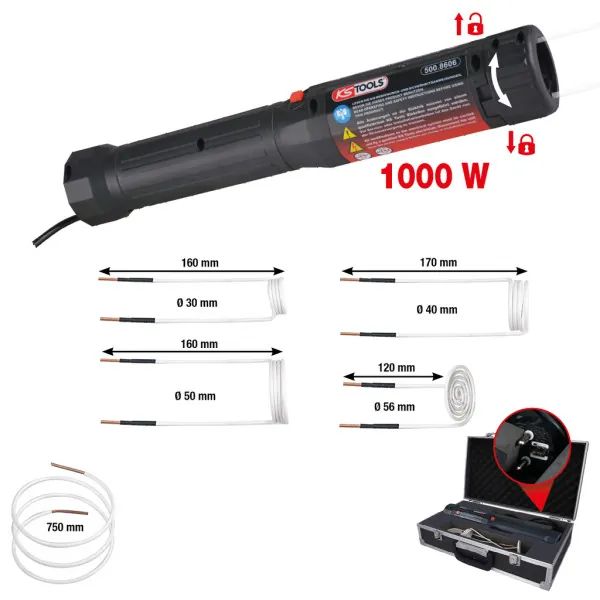 KS Tools Súprava indukčných ohrievacích pištolí s rýchlym zaistením, 6-dielna 500.8605