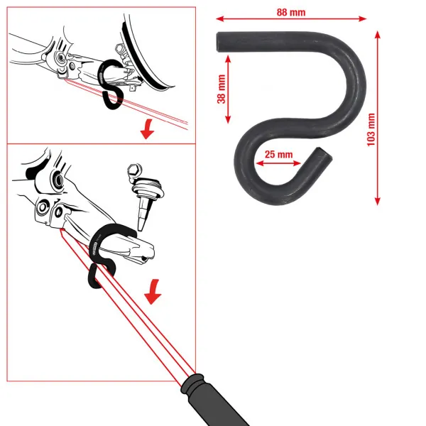 KS Tools Univerzálny hák pre páku nápravy 700.1499